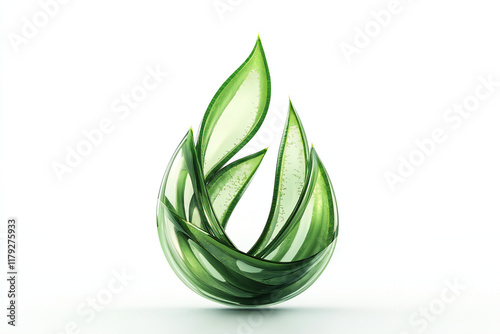 Fresh Aloe vera skin care product isolated on a green background.logo aloe vera.