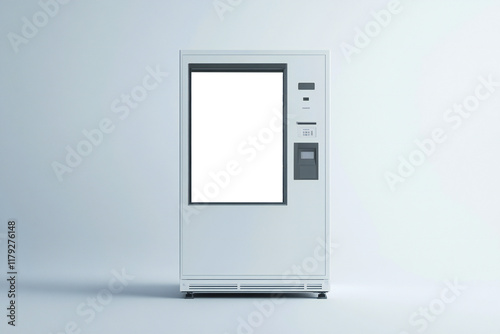 Blank white vending machine mockup, isolated, 3d rendering. Empty automatic vendor.	
