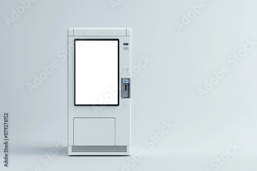 Blank white vending machine mockup, isolated, 3d rendering. Empty automatic vendor.	
