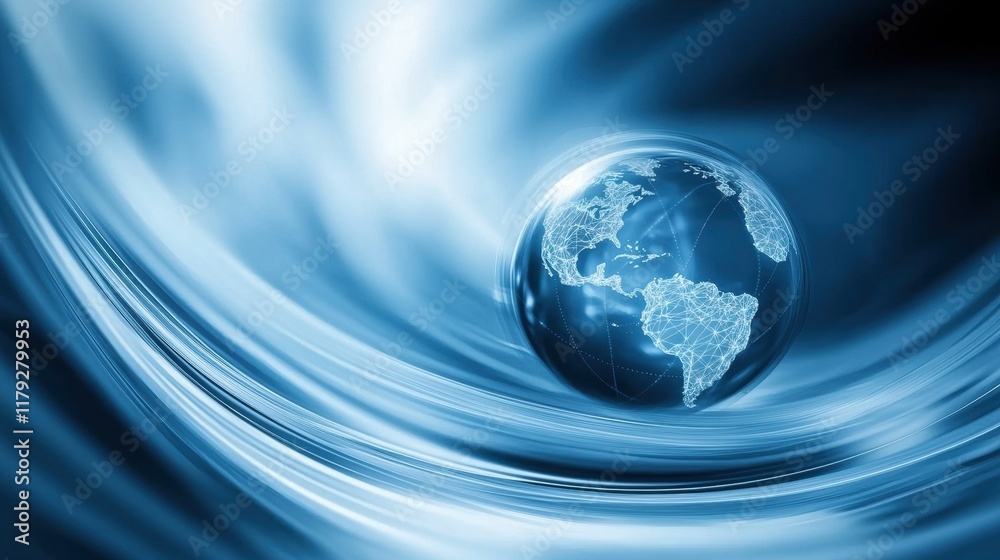 Abstract blue globe with digital network connections Abstract blue globe with digital network connections