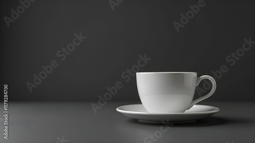 White coffee cup. Dark gray background. Ultra realistic design. Best coffee cup for home decor. photo