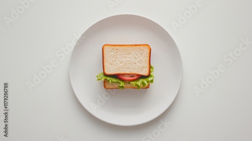 Plate with a mini sandwich snack, displayed on a clean white backdrop photo