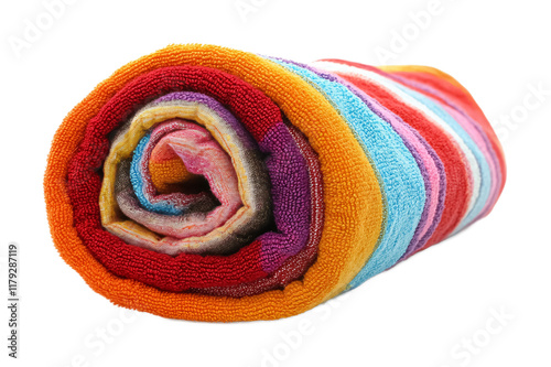 Beach Towel Roll for Relaxation Isolated on White Background