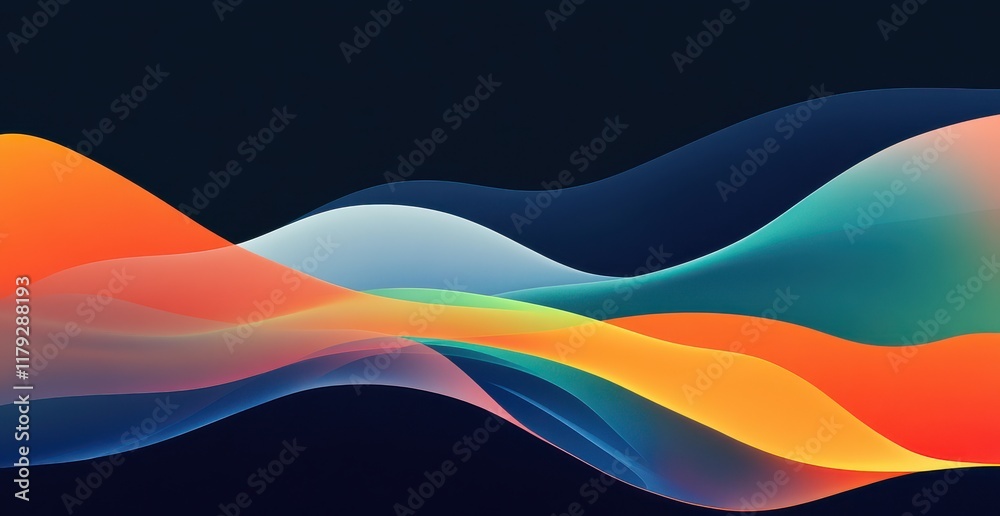 Fototapeta premium Gradient background with blue, orange, and green on black