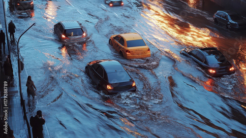 Submerged Vehicles on Flood...