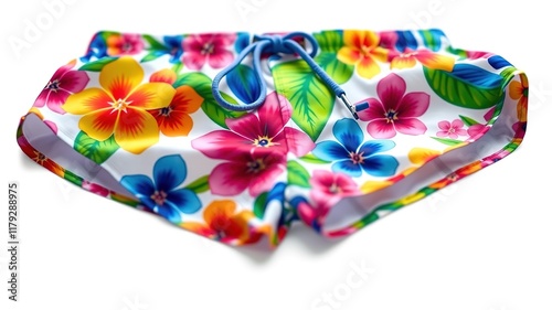 Colorful Floral Swim Shorts - Tropical Print Fashion