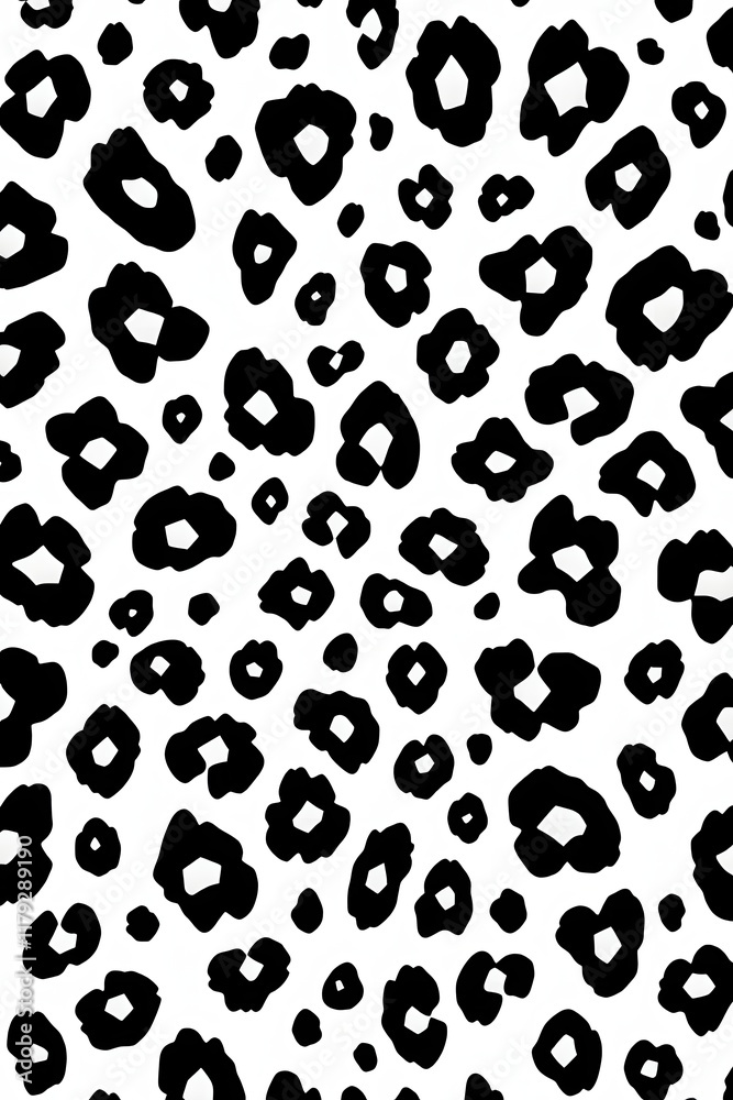 Fototapeta premium A black and white leopard print pattern on a white background, ideal for textiles or design.