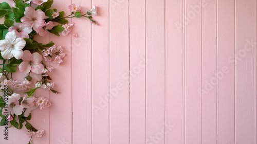 Vintage wallpaper texture with floral designs in muted pinks and greens, weathered and nostalgic.