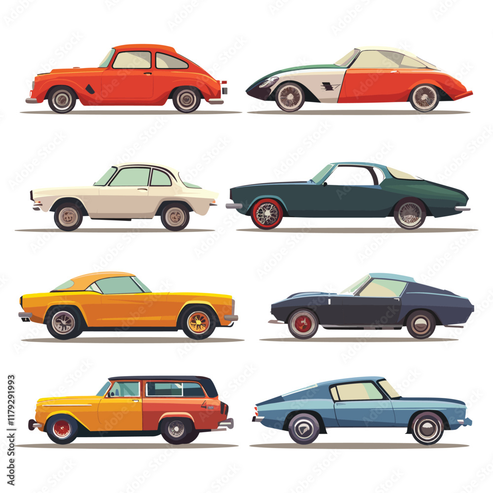 set of different cars Flat style cartoon vector illustration set of different cars Flat style cartoon vector illustration