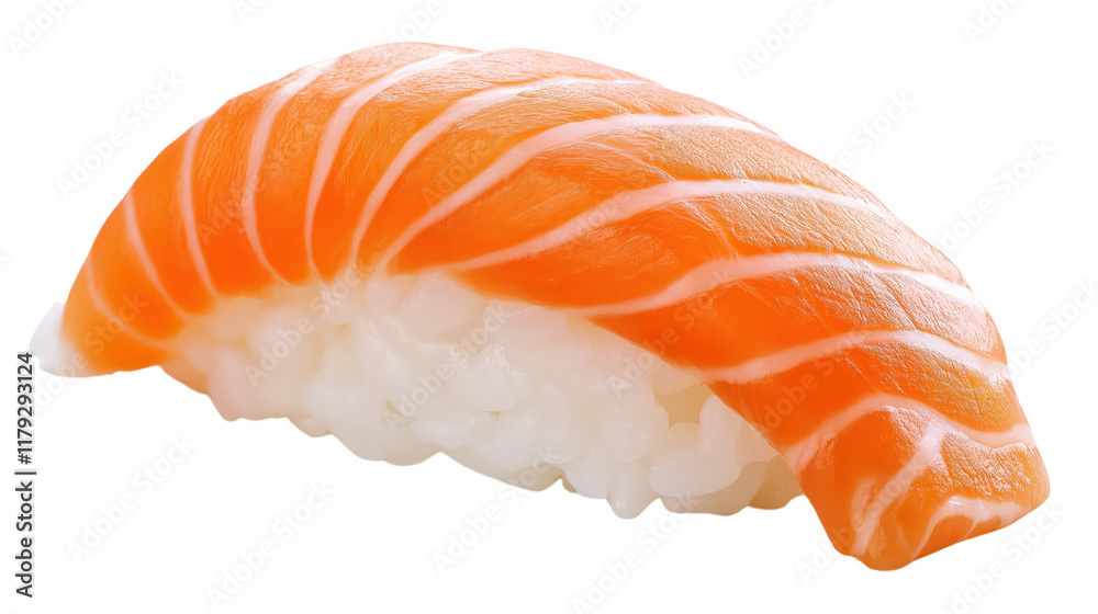 Close-up of a Salmon Nigiri Sushi Piece, Perfect for Culinary Websites and Restaurant Menuson white and transparent Background Close-up of a Salmon Nigiri Sushi Piece, Perfect for Culinary Websites and Restaurant Menuson white and transparent Background