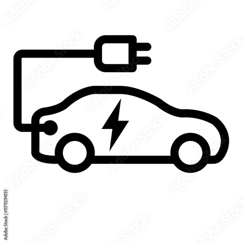 EV Charging electric car with plug icon, Electric vehicle parking and charging station sign, vector illustration