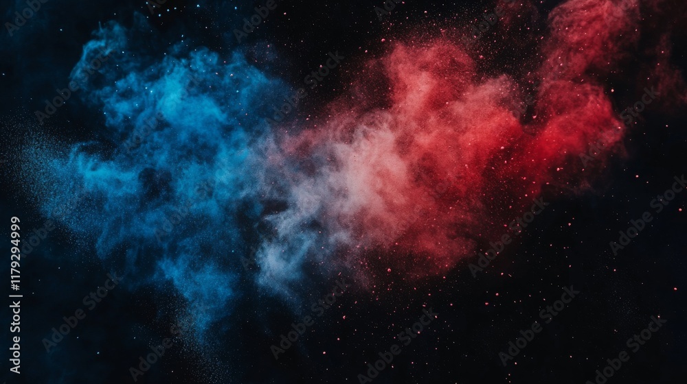 Fototapeta premium Multicolored powder explosion on black background. 