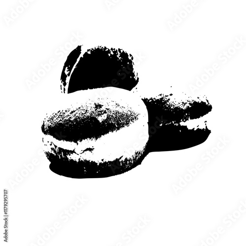 Black pancakes Berliner silhouette on white background vector art design