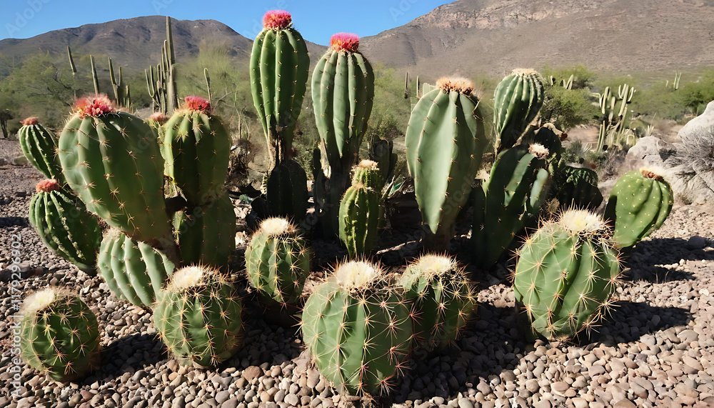 Fototapeta premium cactus with small pabble in desert 