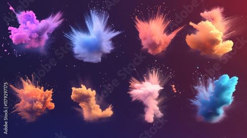 Powder explosion flying in various directions 