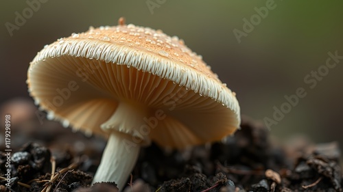 Coprinellus Disseminatus Mushroom Macro Photography - High Definition Fungi Image photo