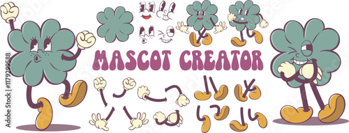 Retro groovy clover character creation kit