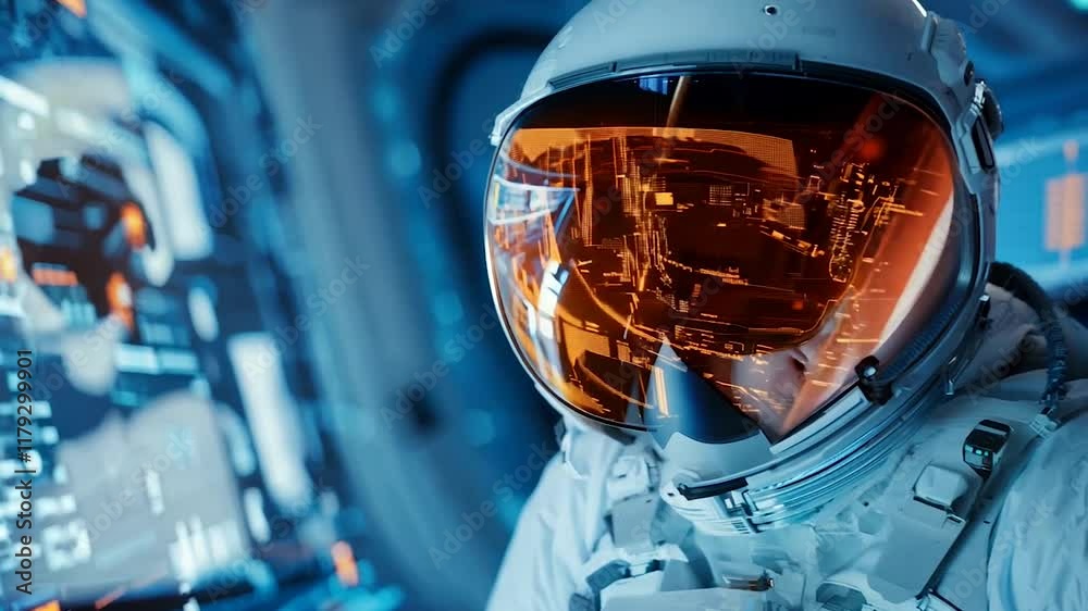 A series of visually striking images showcasing a futuristic astronaut ...