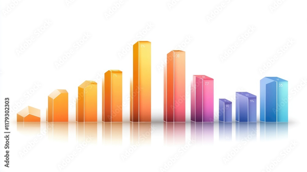 A set of colorful bar graphs with gradients and shadows, creating a D effect. A set of colorful bar graphs with gradients and shadows, creating a D effect.