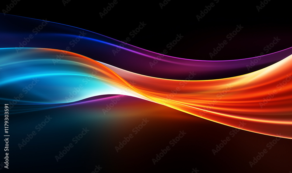 Fototapeta premium A color light effect that comes out from the top down, a line light, a glow effect, a light effect, Black background.