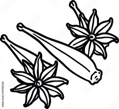 Cloves spice line art vector herb