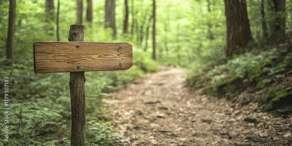 A wooden sign located along a path in the forest. This sign marks a trail in the woods, guiding those exploring the natural area. A wooden sign located along a path in the forest. This sign marks a trail in the woods, guiding those exploring the natural area.