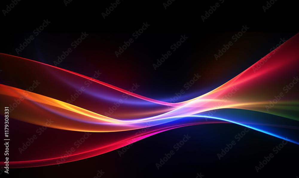 Fototapeta premium A color light effect that comes out from the top down, a line light, a glow effect, a light effect, Black background.