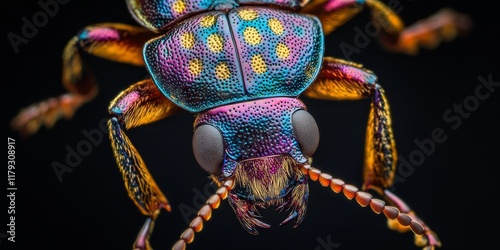 Close up macro image showcasing the tiny Ambrosia beetle, highlighting the intricate details of this unique insect known as the Ambrosia beetle, scientifically classified as Platypus cylindrus. photo