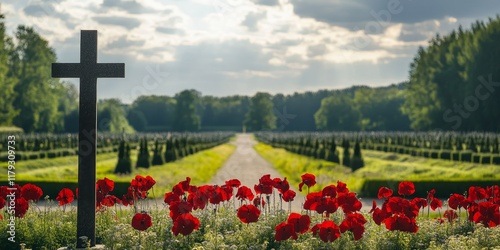 memorial site honoring soldiers of the first world war, showcasing the solemnity and significance of the first world war cemetery, where we remember the bravery of soldiers from the first world war. photo