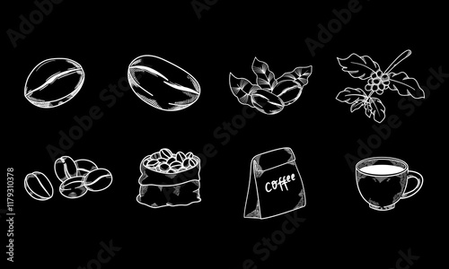 Handdrawn Coffee Vintage Illustration Isolated on Black
