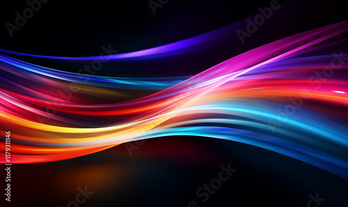 A color light effect that comes out from the top down, a line light, a glow effect, a light effect, Black background.