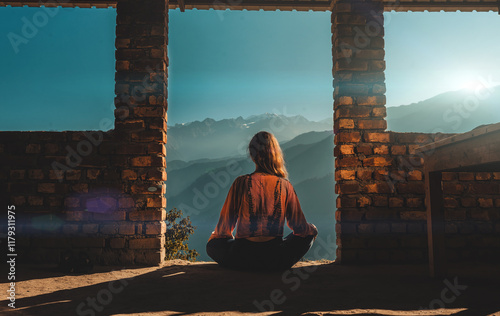 Meditation in the mountains An Inner Journey for Achieving Clarity and Calmness Within Yourself. photo