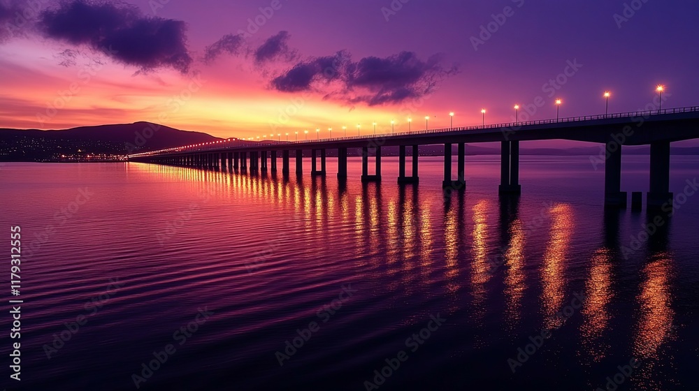 Serene Bridge at Sunset: A Vibrant Landscape Photography Serene Bridge at Sunset: A Vibrant Landscape Photography