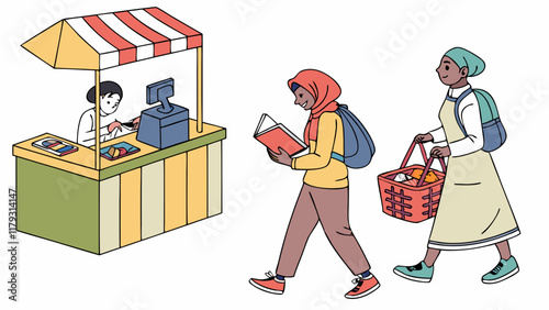 Diverse Customers at a Street Food Stall