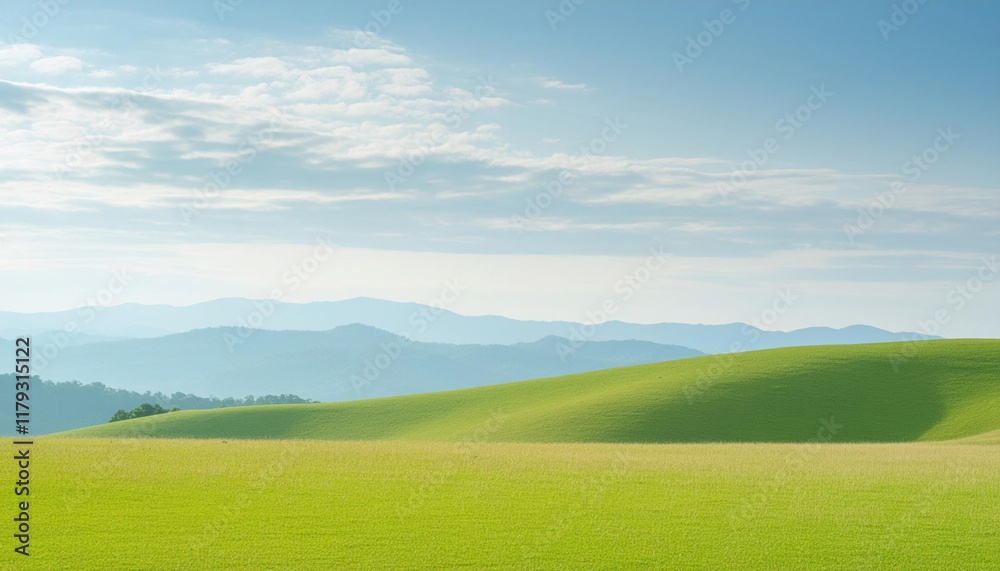 Fototapeta premium Serene Rolling Hills Landscape Under a Tranquil Sky