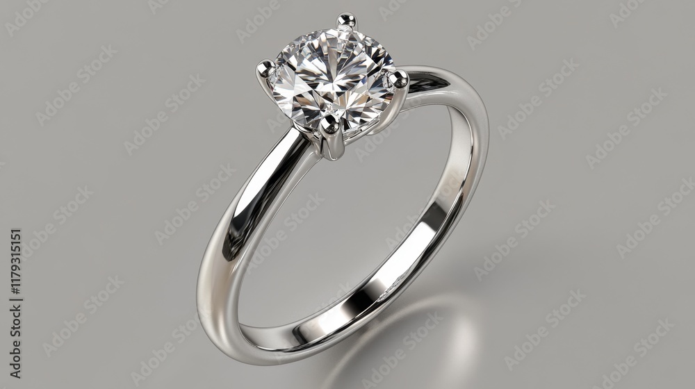 A close-up of a solitaire diamond ring with a brilliant cut, sitting on a polished band, exuding elegance and luxury, perfect for engagements or weddings. A close-up of a solitaire diamond ring with a brilliant cut, sitting on a polished band, exuding elegance and luxury, perfect for engagements or weddings.