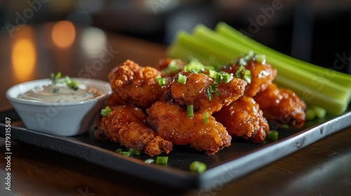 Scrumptious Spicy Chicken Wings with Celery and Ranch photo