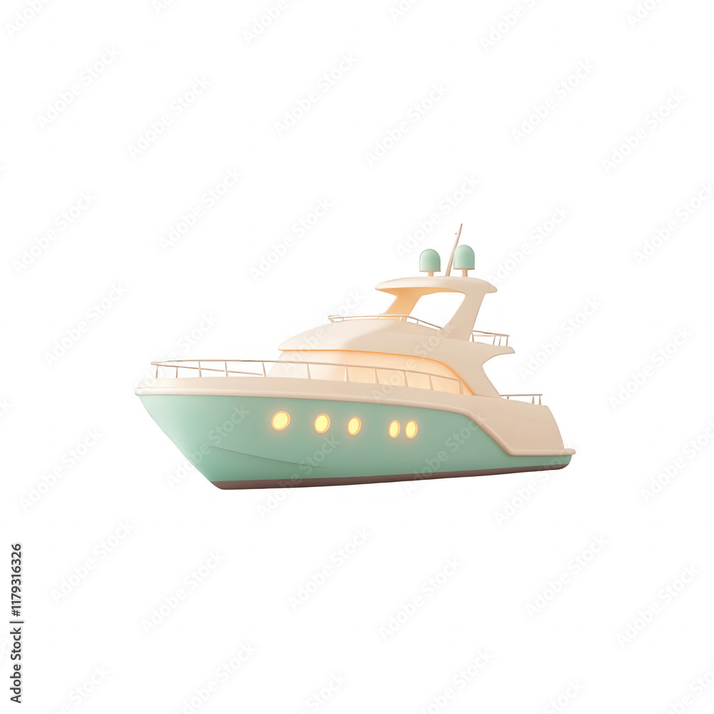 Obraz premium Stylish yacht illustration perfect for travel and leisure themes., isolated on a transparent background.