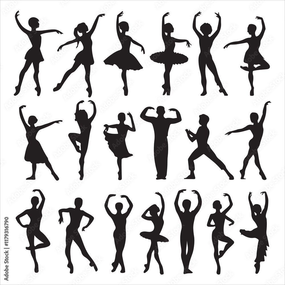 set of vector various style dancer vector silhouette
set of vector various style dancer vector silhouette