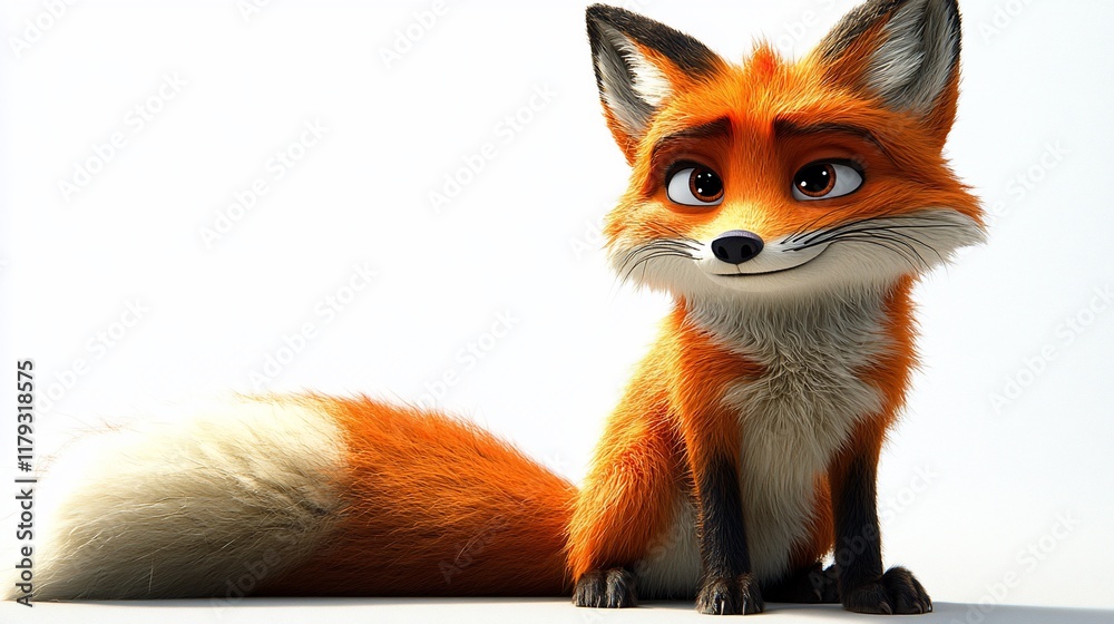 Obraz premium Adorable 3D Rendered Fox: A Charming Digital Creation