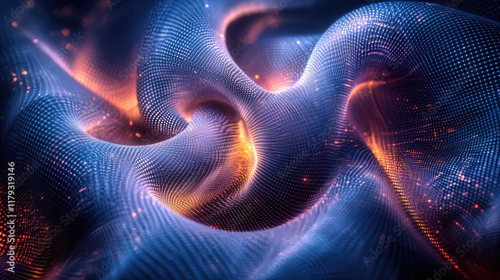 Fototapeta premium Abstract digital art: glowing energy waves, futuristic technology, dynamic motion, vibrant colors, and intricate patterns. A mesmerizing visual experience.
