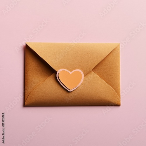 Valentine Love Letter Envelope with Heart Seal Romantic Setup Studio Environment Close-Up View Heartfelt Concept