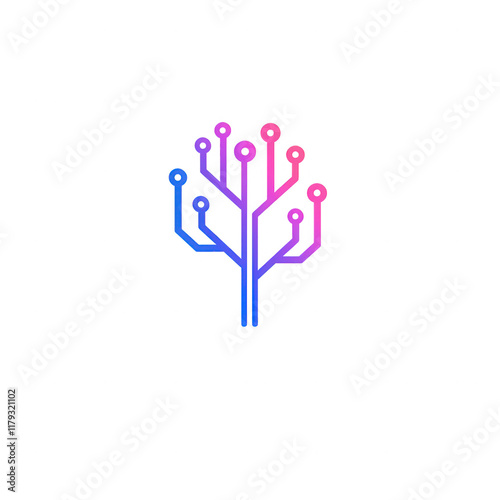 A creative fusion of nature and technology, showcasing a digital tree design., isolated on a transparent background.