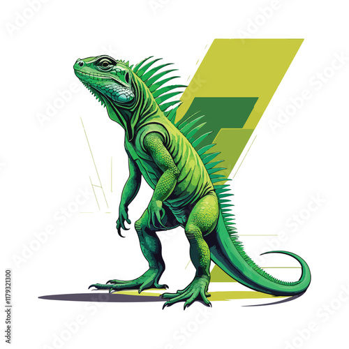 ector black illustration of iguana isolated on white background