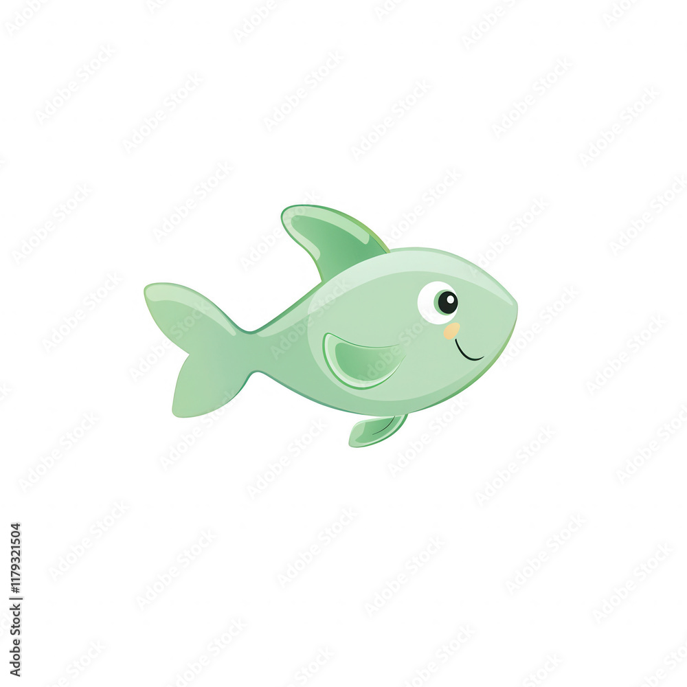A cute cartoon fish with a smiling face and vibrant green color., isolated on a transparent background. A cute cartoon fish with a smiling face and vibrant green color., isolated on a transparent background.