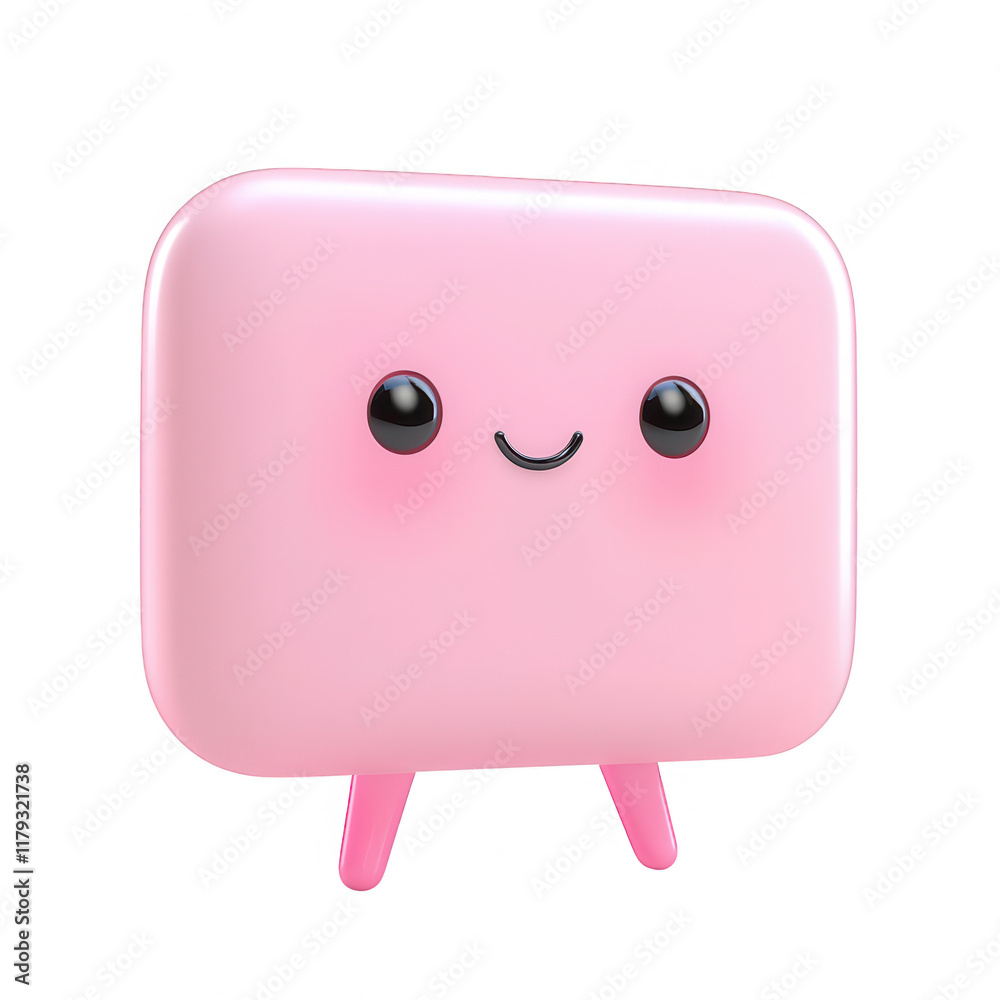 Fototapeta premium A cute pink character with a smiling face and small legs, perfect for playful designs., isolated on a transparent background.