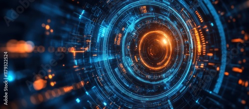 Wallpaper Mural Abstract digital technology background with glowing circles and lines. Torontodigital.ca