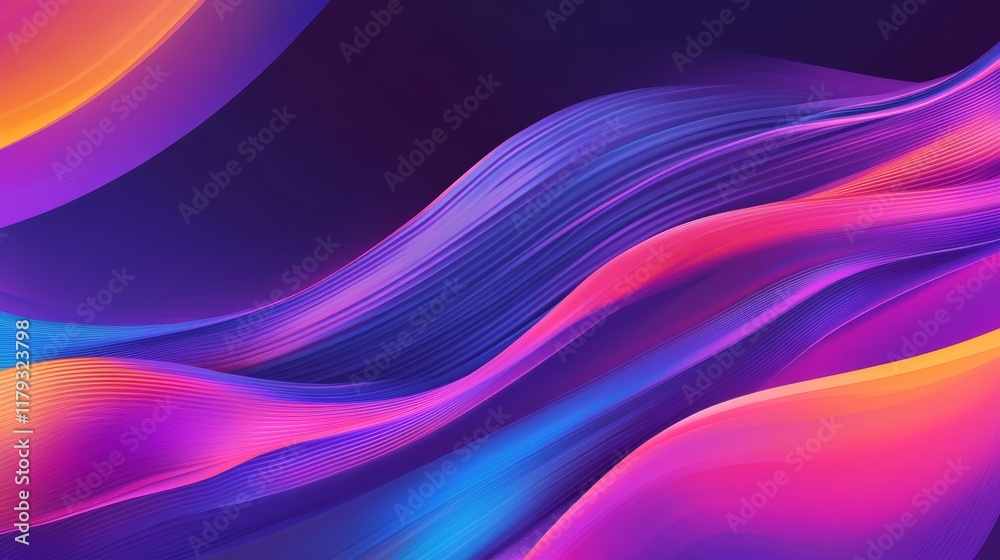 Fototapeta premium Abstract vibrant waves of color blending in a smooth, flowing design.