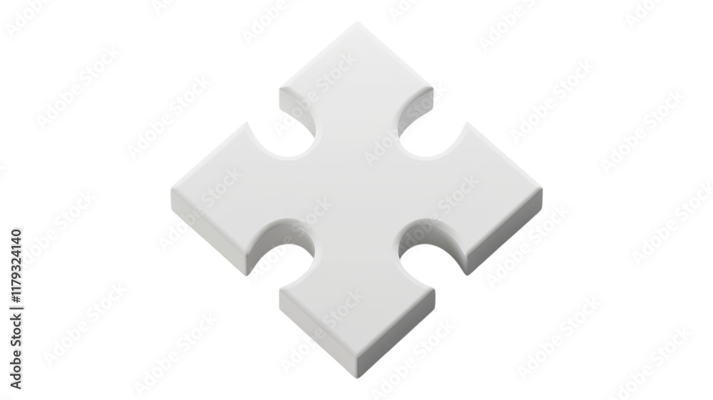 Isolated White 3D Puzzle Piece Ideal for Conceptual Presentations Isolated White 3D Puzzle Piece Ideal for Conceptual Presentations