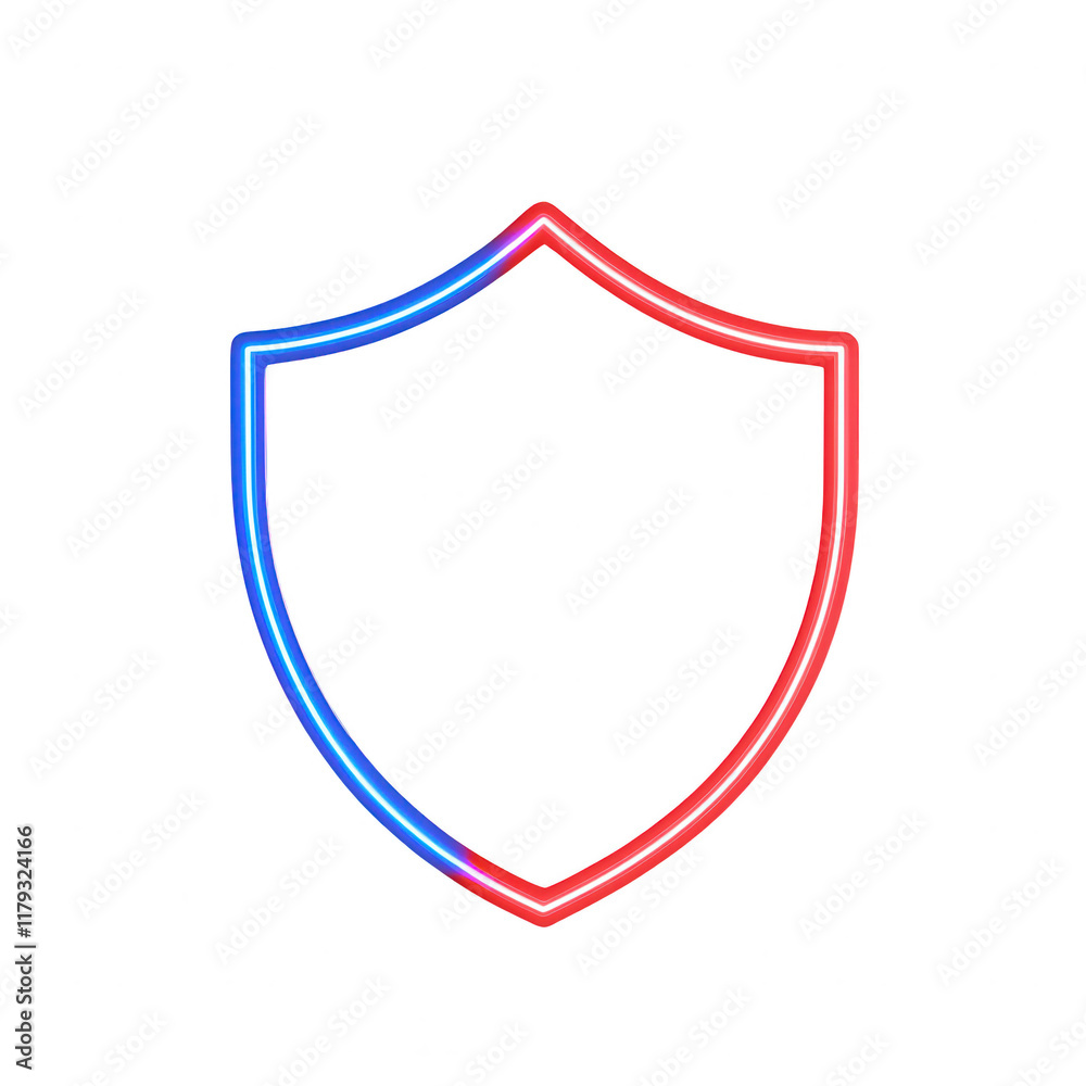 A neon shield symbol representing security and protection in a digital world., isolated on a transparent background. A neon shield symbol representing security and protection in a digital world., isolated on a transparent background.